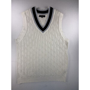 Bobby Jones Players Sweater Vest XL Cream Cable Knit Preppy Golf V-Neck